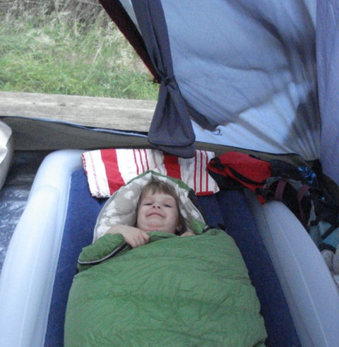 Boy in a sleeping bag 