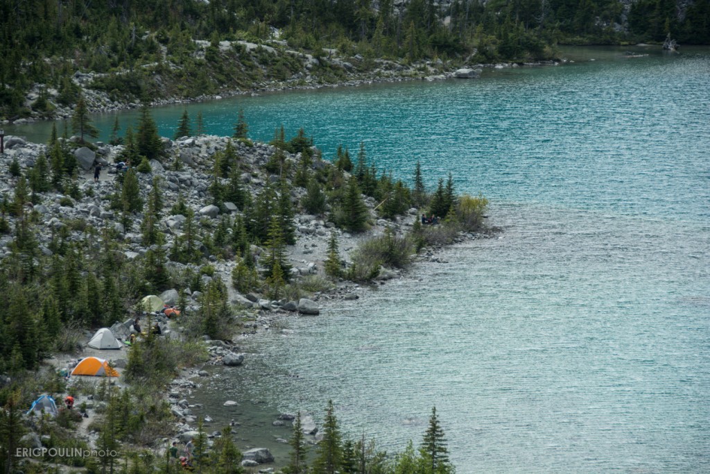 Our campsites comfortably placed on the edge of the third and final lake.