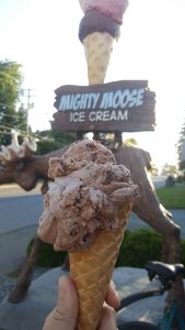 Going to a popular spot in Chilliwack for ice-cream at the Mighty Moose. The ice-cream is from the Birchwood Dairy Farms.